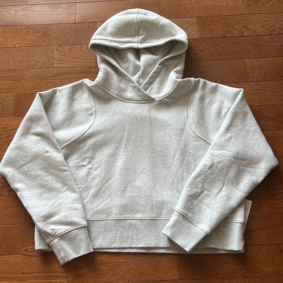❤️LULULEMON LOUNGEFUL CROPPED HOODIE/JACKET-HEATHERED ULTRA LIGHT GREY-10/12❤️ - Picture 3 of 16